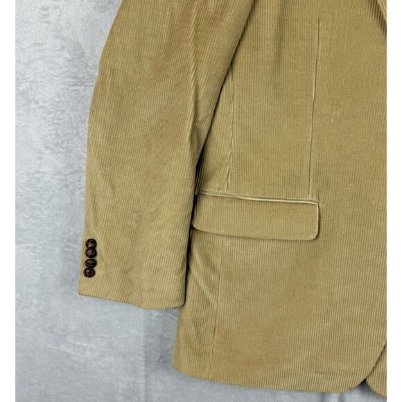 Lauren Ralph Lauren Corduroy Sports Jacket Blazer 40R Tan Silk Lined Knotted - Picture 3 of 10